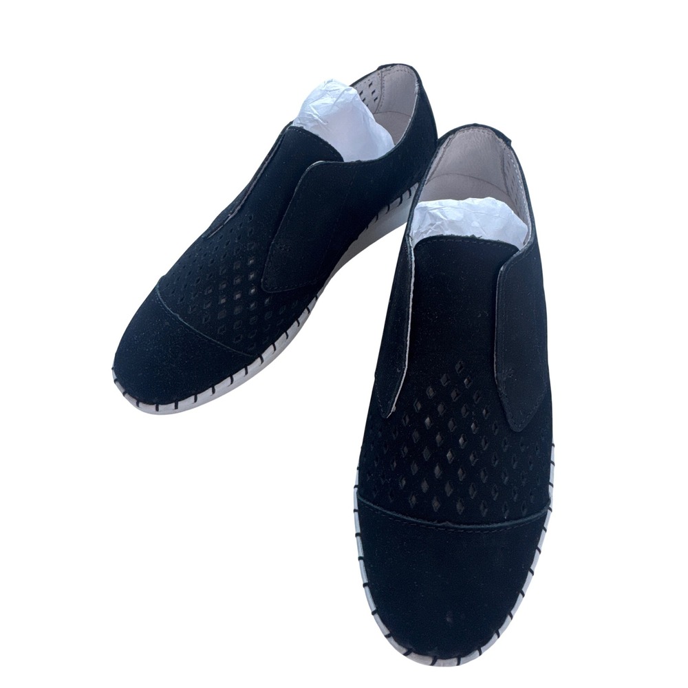 Bernie Mev TW181 Sneakers Women 39 US 8-8.5 Black Suede Perforated Slip On NIB